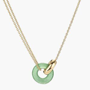 Mejuri 14K Yellow Gold Linked Green Aventurine Necklace – Adjustable 16–18” NEW